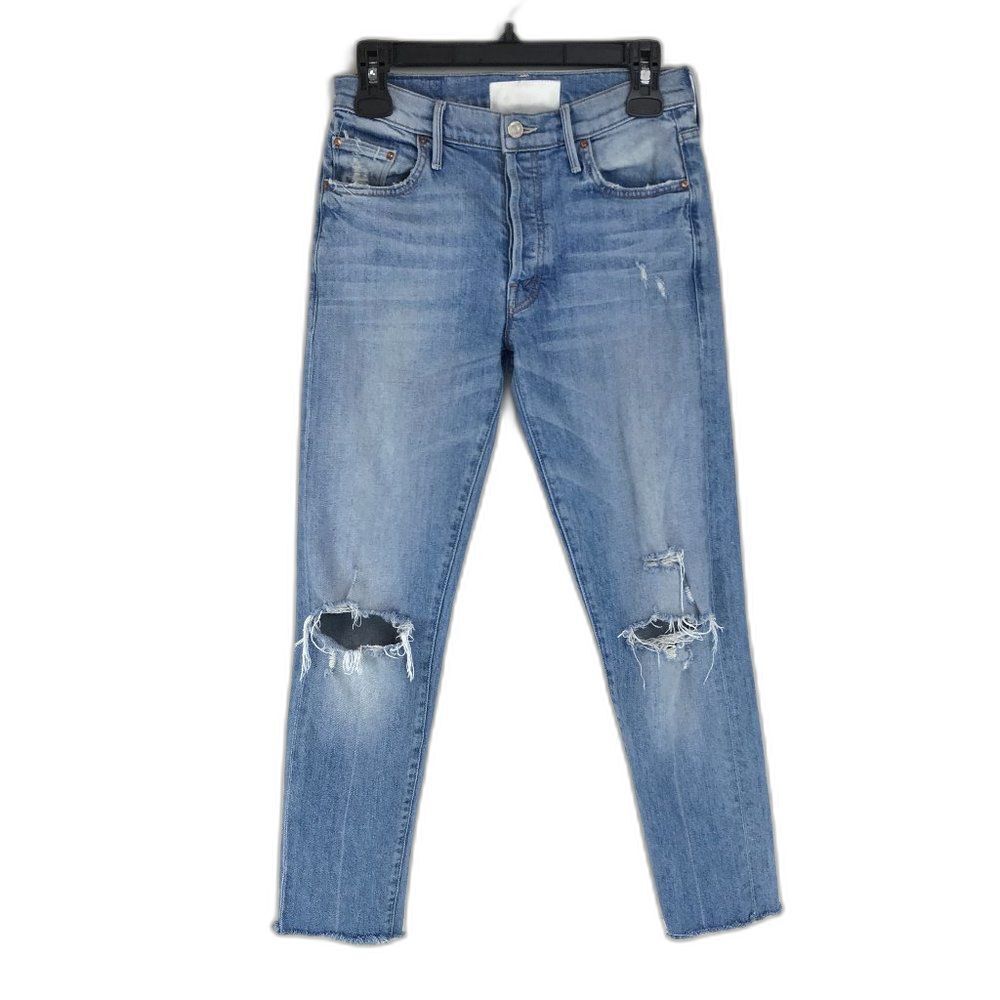 MOTHER The Stinger Flood Jean Women's Size 26 Ankle Skinny Button Fly Distressed